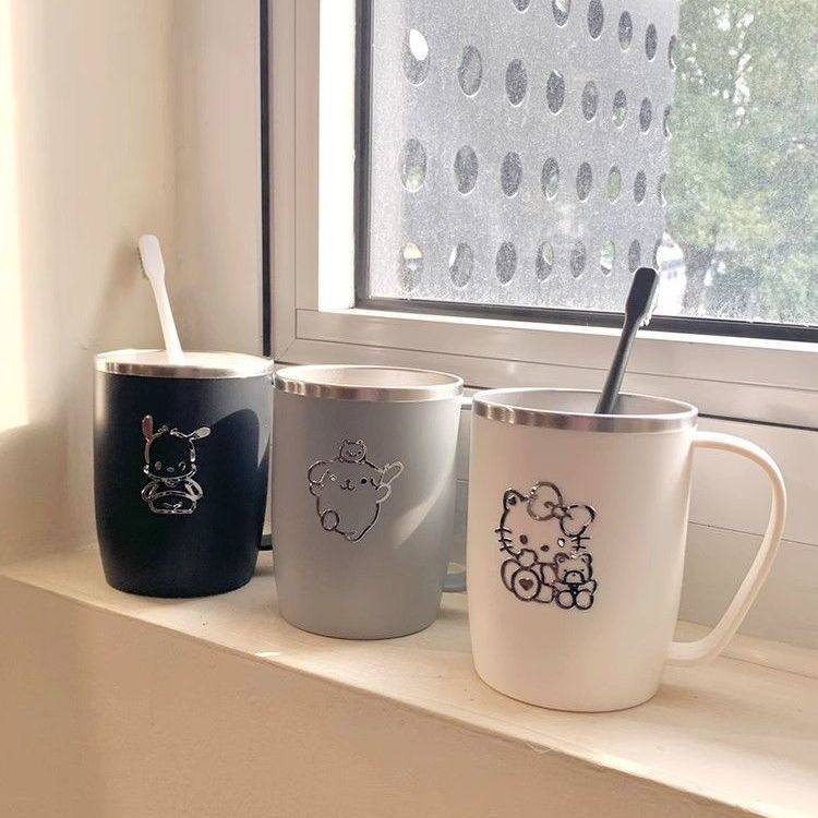 卡通304不锈钢洗漱杯防摔刷牙水杯带手柄一家三口简约可爱漱口杯,家庭/个人清洁工具,洗漱杯,淘宝优惠券,粉丝福利购,淘宝优惠卷
