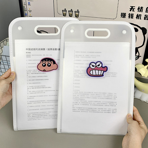 手提式卡通蜡笔小新学生试卷夹风琴包文件袋文件夹文具大容量防水