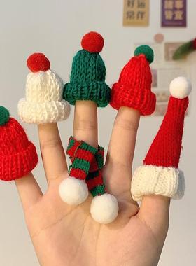 装饰手指围巾围巾玩偶装饰圣诞新年迷你小棒棒糖小帽子小帽子帽小