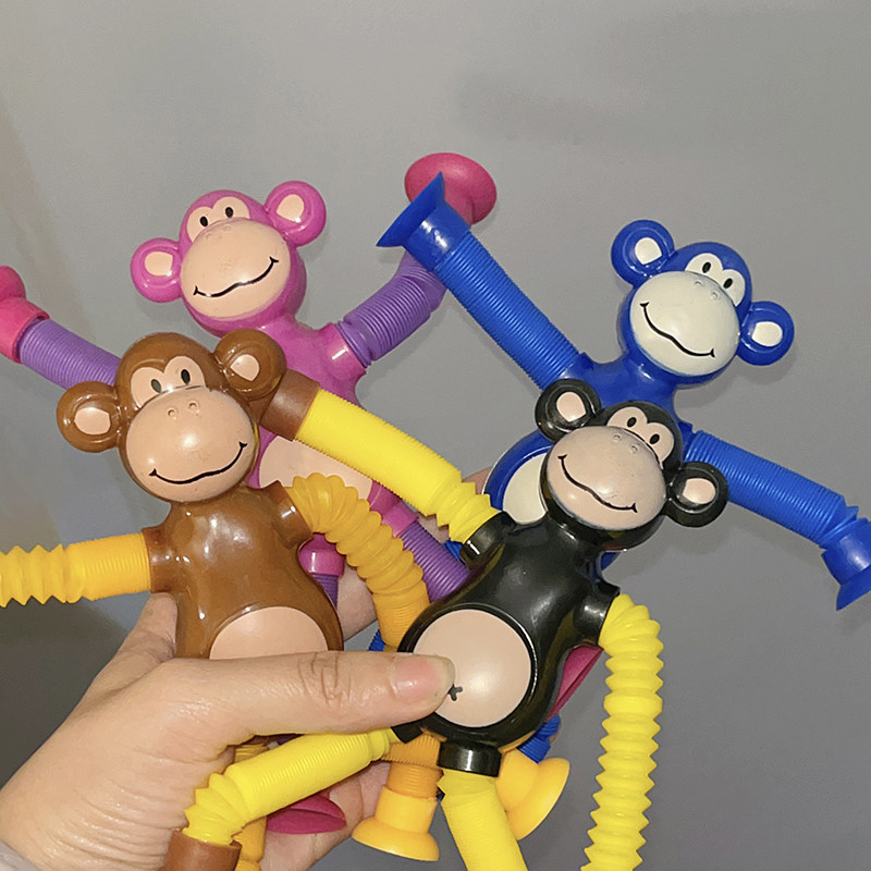 创意益智百变超解压吸盘小猴子发光卡通儿童伸缩拉伸玩具亲子互动