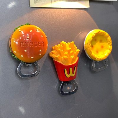 麦当当汉堡薯条开瓶器磁吸冰箱贴家用创意多功能啤酒起子装饰摆件