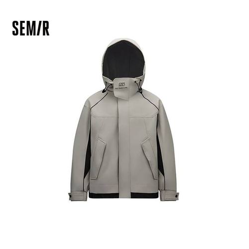 森马冬季2025新款男款宽松连帽拼接派克羽绒休闲保暖107725113116