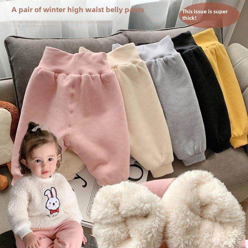 纯棉儿童棉裤加绒加厚男女宝宝高腰护肚裤保暖冬季婴儿打底裤外穿