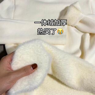 加绒加厚一体绒毛衣女秋冬白色内搭打底衫超好看高级感半高领上衣
