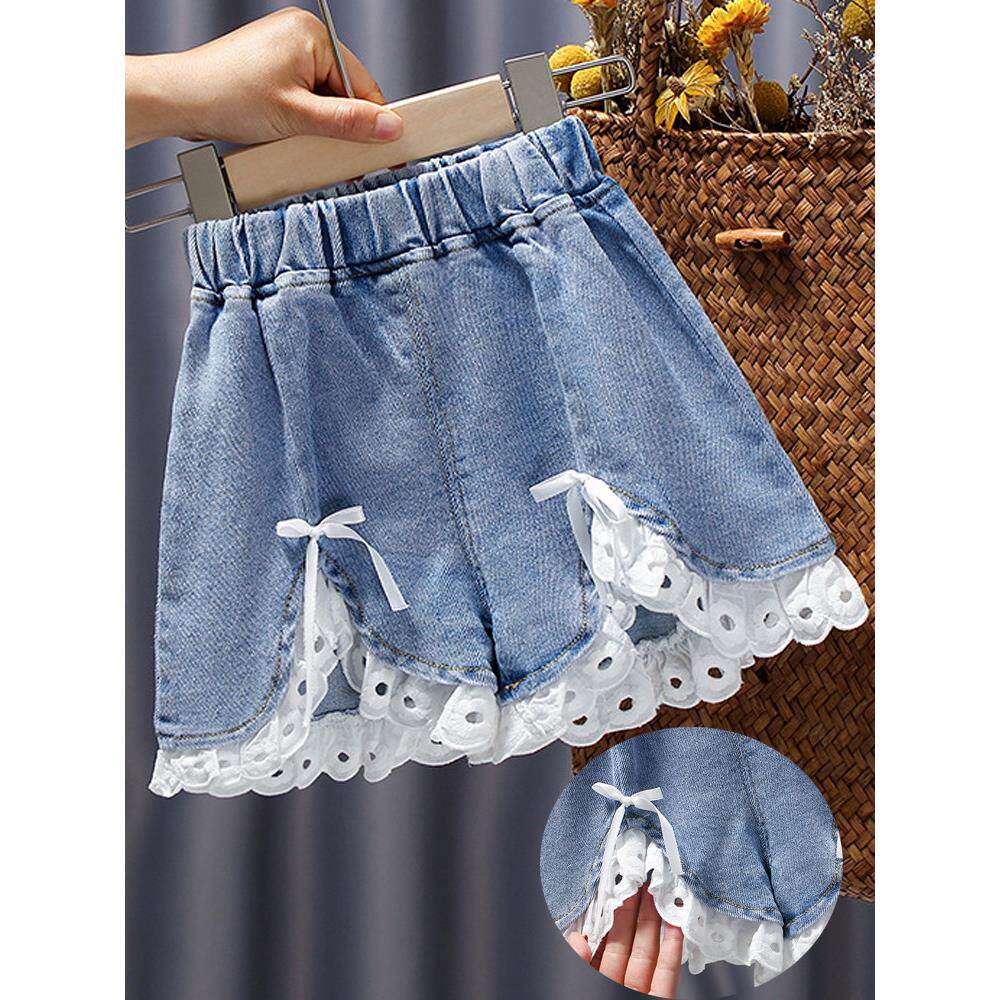 女童牛仔短裤夏季外穿高腰薄款裤子女宝宝热裤百搭洋派小女孩裙裤