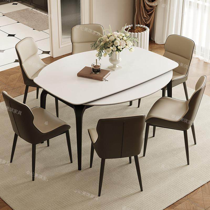 岩板餐桌椅组合简约现代小户型方圆两用餐桌可伸缩家用圆形吃饭桌,住宅家具,岩板餐桌,淘宝优惠券,粉丝福利购,淘宝优惠卷