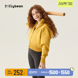 jollybean女童加绒外套秋冬新款空气层收腰连帽夹克春丨空气布丁