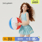 速干复古分体四角撞色泳衣套装 jolly 25夏季 新款 bean 女童泳装