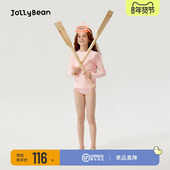 bean 儿童长袖 女童泳装 jolly 25夏季 新款 防晒三角分体泳衣套装