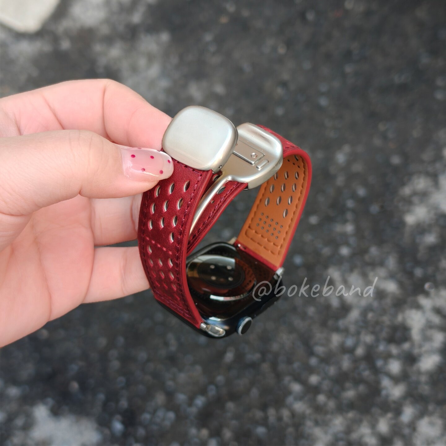 S11真皮圆滑磁吸扣适用苹果手表表带S10小米9pro疯马牛皮Ultra男