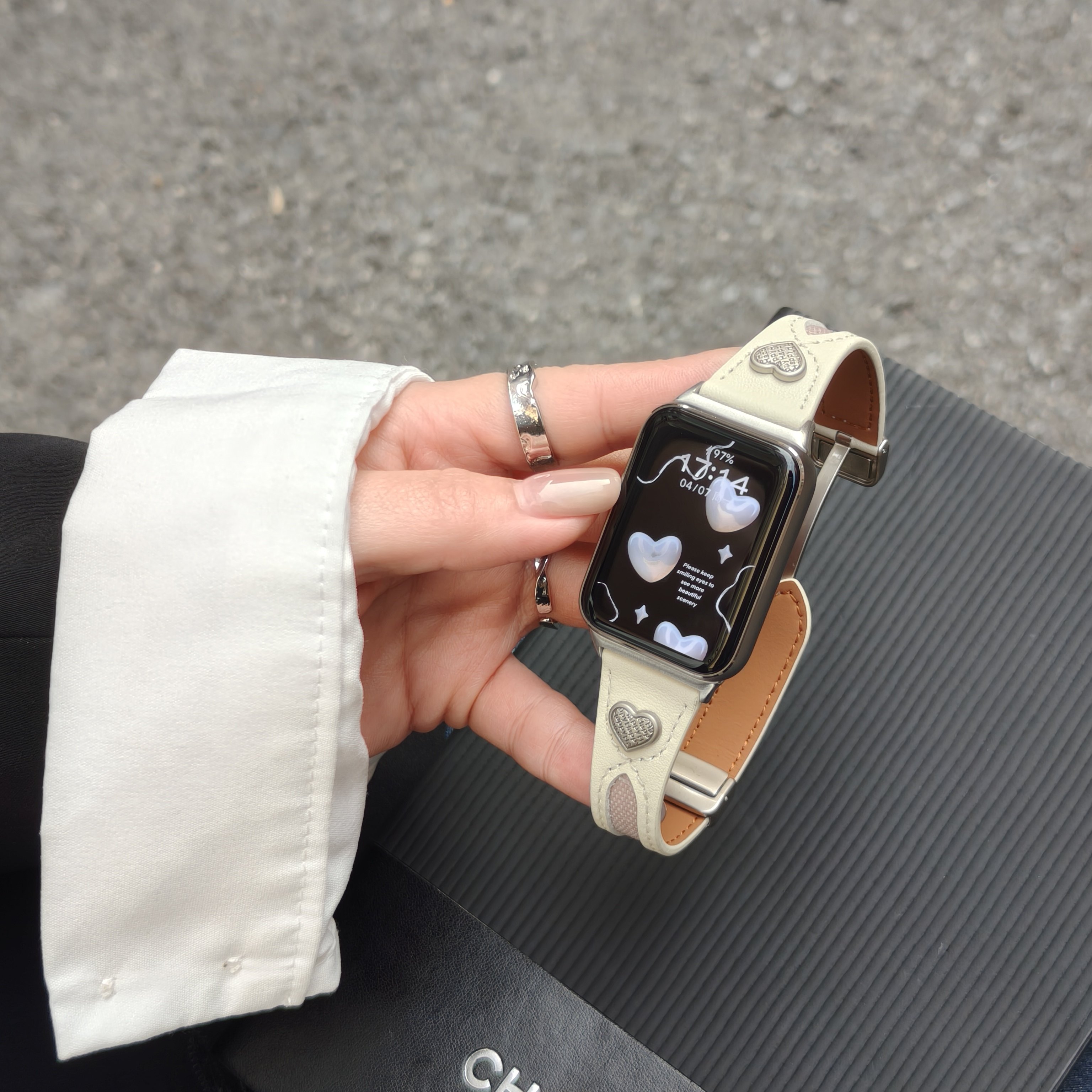 适用小米手环9pro新款ins个性镂空磁吸真皮表带红米watch5夏腕带