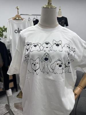 2025新款法式复古卡通印花小众设计感夏季大码半袖T恤女宽松上衣