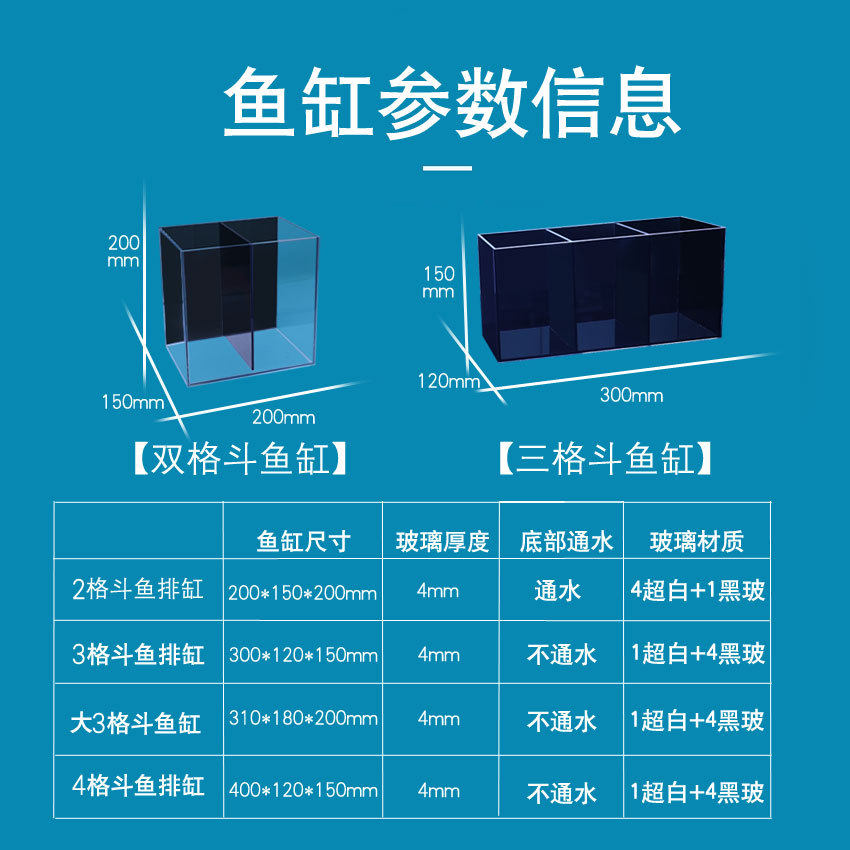 斗鱼缸桌面创意多格黑玻