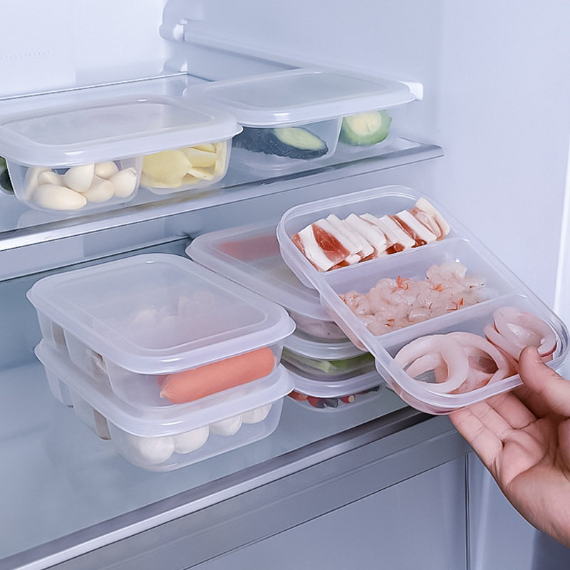 日本冰箱收纳盒分装餐保鲜盒食品级冷冻肉分隔格盒子一周备菜