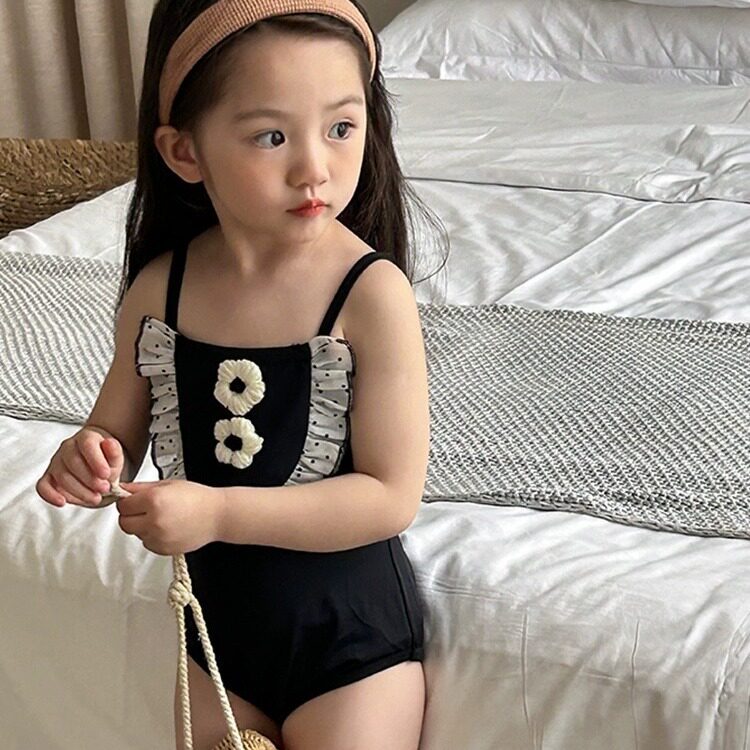 儿童泳衣女童小宝宝韩国连体游泳衣度假速干吊带公主可爱连体泳装