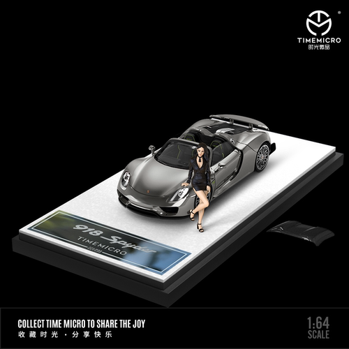 TM 1:64 保时捷918 Spyder 液态银带人偶仿真合金汽车模型摆件