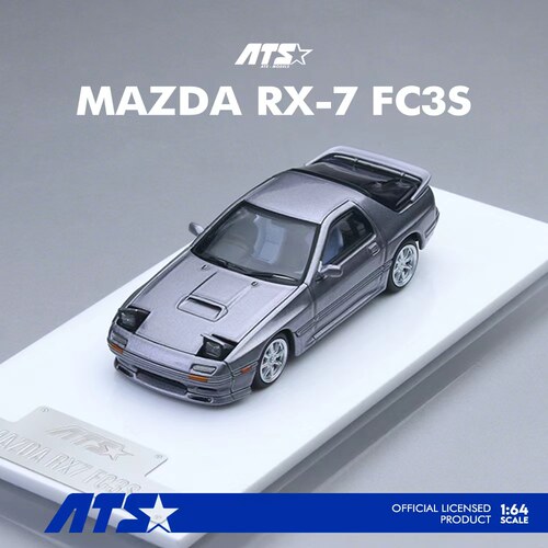 ATS现货 1:64 马自达RX-7 FC3S 银灰翻灯 仿真合金汽车模型摆件