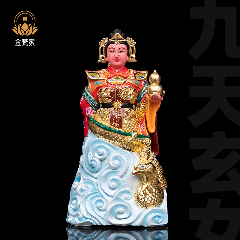 香樟木雕九天玄女神像九天娘娘无极元君三圣母家用供奉精品摆件