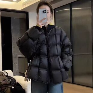 凸乆鸟羽绒服韩版泡芙感反季女面包服白鸭绒潮小个子保暖多巴胺冬