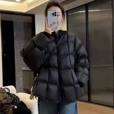 凸乆鸟羽绒服韩版泡芙感反季女面包服白鸭绒潮小个子保暖多巴胺冬