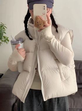 凸乆鸟羽绒服白色云朵泡芙羽绒马甲女短款加厚新国标90白鸭绒小个