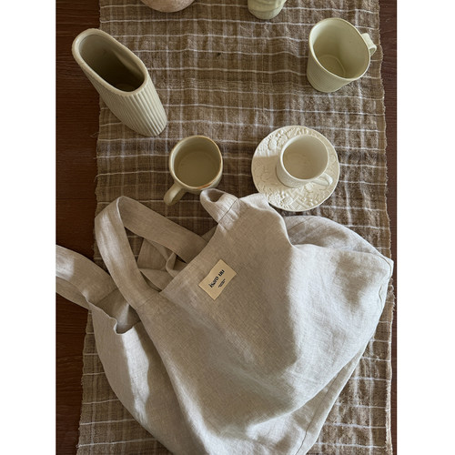 isaro uu 自制100亚麻帆布包~大容量随意背慵懒托特布包