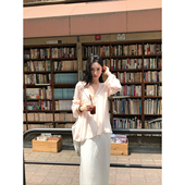 衫 isaro 吊带两件套 杏粉色 轻盈飘逸人丝V领长袖 仙仙