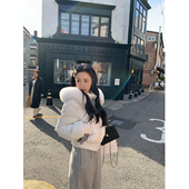 isaro 可拆卸狐狸毛领90白鸭绒外套 收腰羽绒服 中古感短款