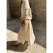 isaro 自由系带灵动奶白丝绒半裙 丝绒裙 不一样