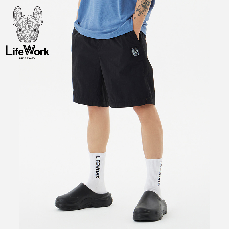 lifework短裤男夏季薄新款宽松休闲运动潮牌韩版沙滩五分中裤