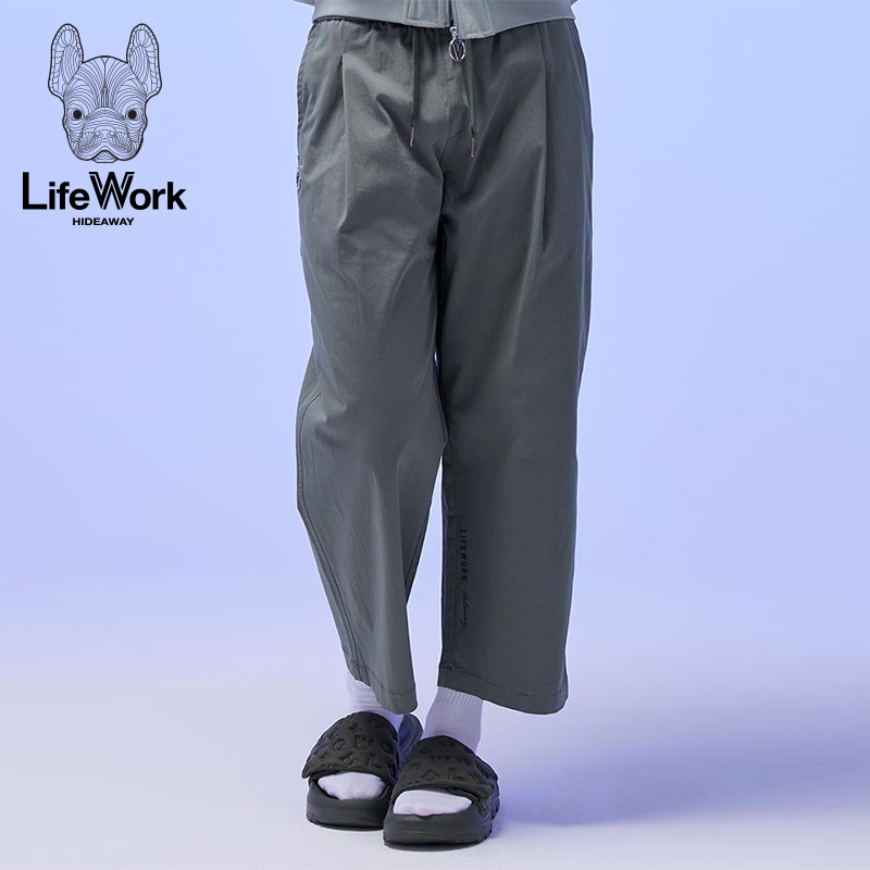 LifeWork春季新款直筒裤休闲宽松设计感宽松阔腿裤韩版显瘦
