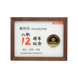 999纯银纪念章定做入职纪念周年庆礼品银币相框定制工龄摆件制作