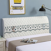 新款 弹力软包床头罩套全包布艺夹棉床头套罩中式 简约靠垫防尘罩