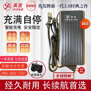 英发充电器2.0/3.0充电器混发 天能超威石墨烯电瓶组专用 T型插口