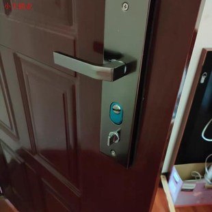 家用型防盗门锁具大门把手黑金拉丝门锁235孔距通用锁心手柄.
