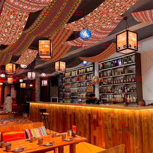 民族风天幕挂布民宿酒吧酒馆氛围装饰吊顶天花板墙布装饰背景布