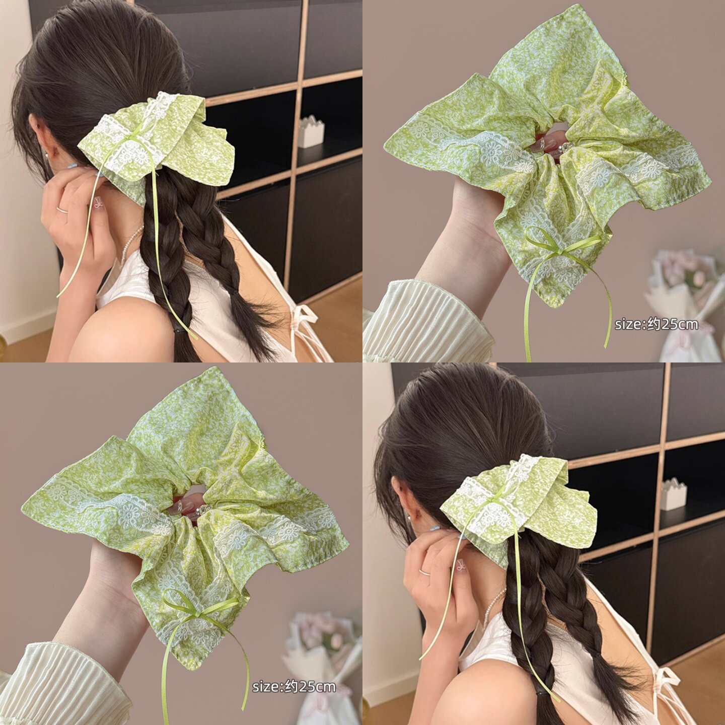 森系碎花~麦致蝴蝶结发圈女头饰
