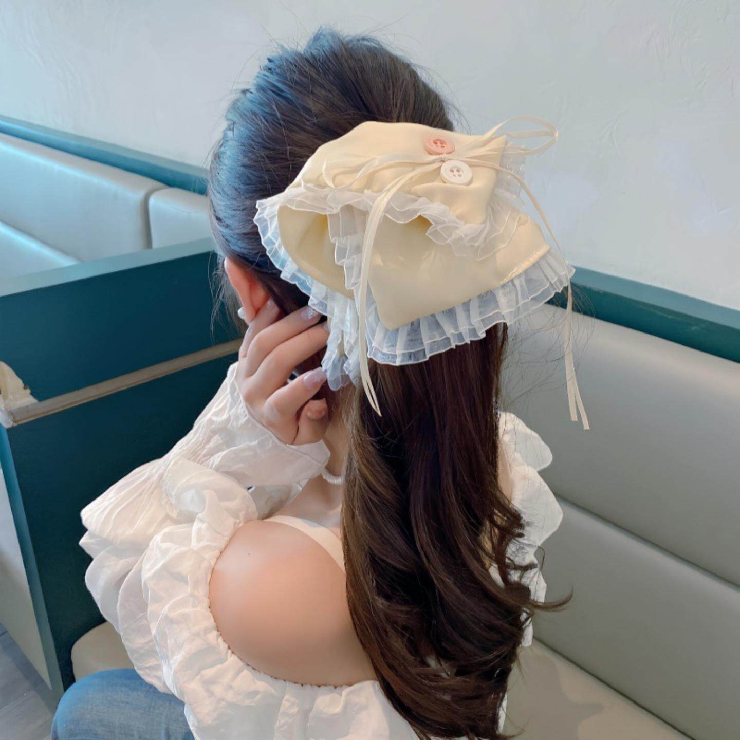 小众蝴蝶结网纱发圈女高级感头绳