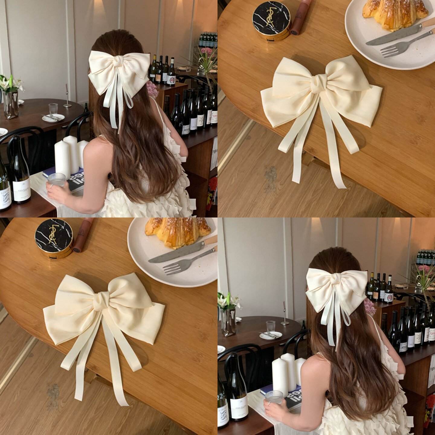 麦致爆款韩版缎面蝴蝶结发夹女