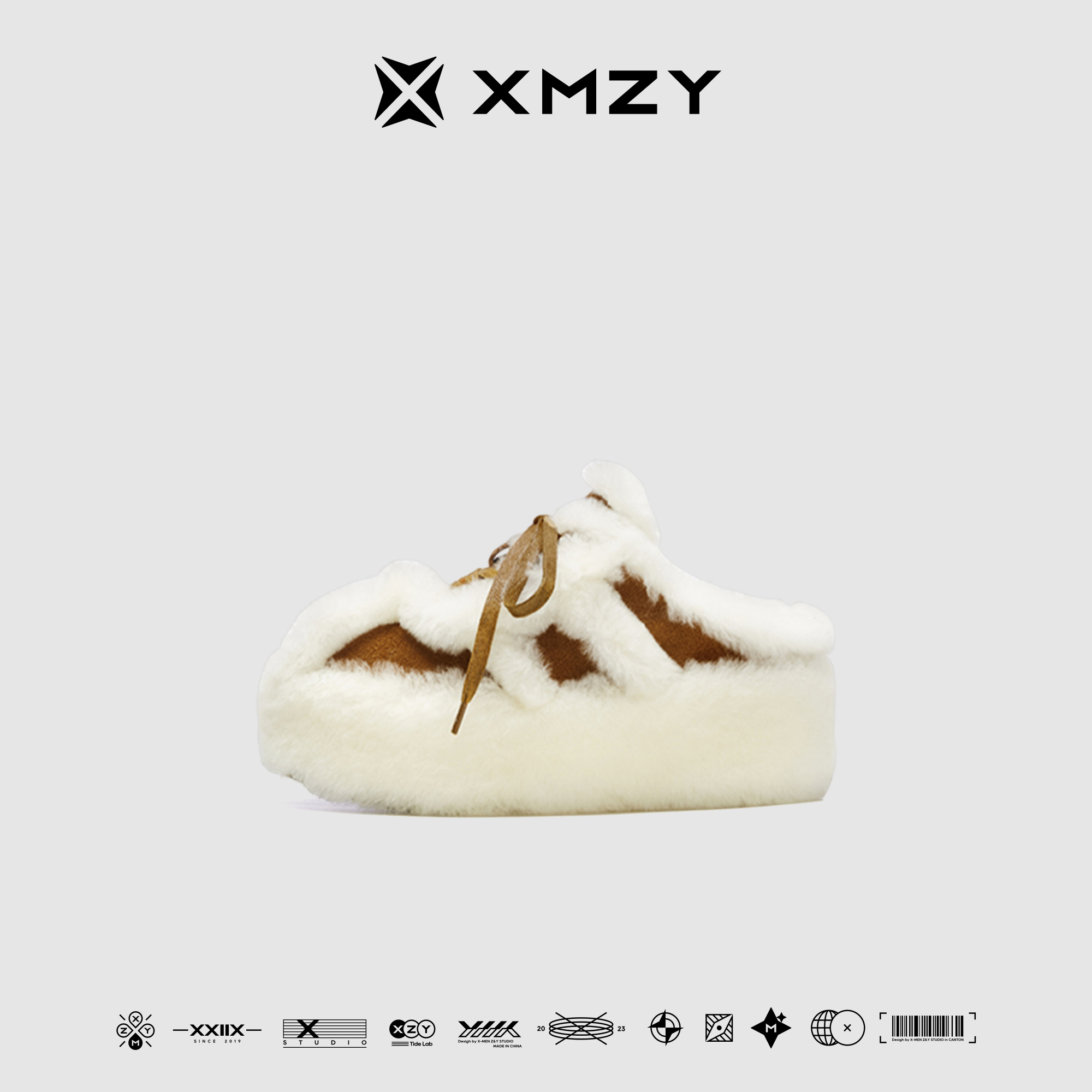 【暖坞】XMZY2025冬新款原创时尚羊毛保暖设计厚底外穿包头拖鞋女