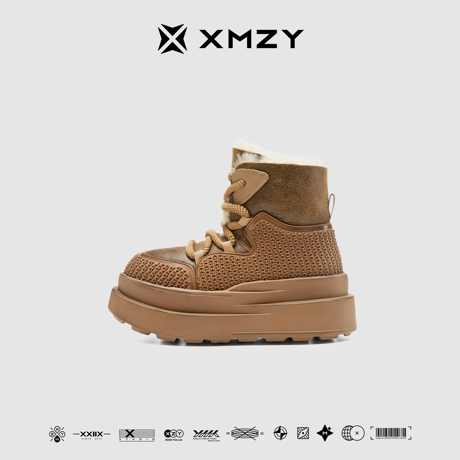 【乌木印记】XMZY2025冬新款原创时尚羊皮毛一体保暖厚底雪地靴女