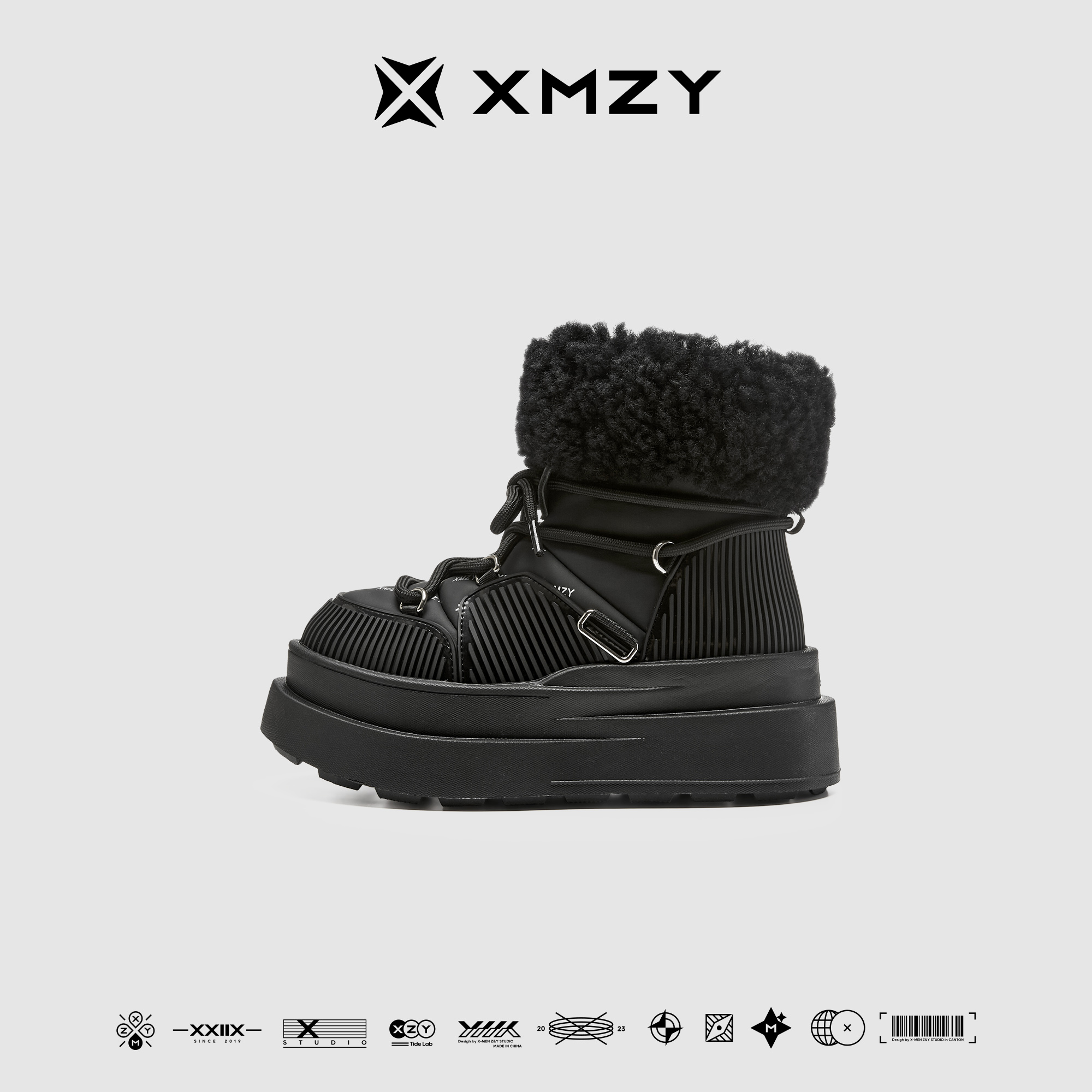 【冬眠熊】XMZY2025冬季新款原创时尚纯羊毛防滑保暖厚底雪地靴女