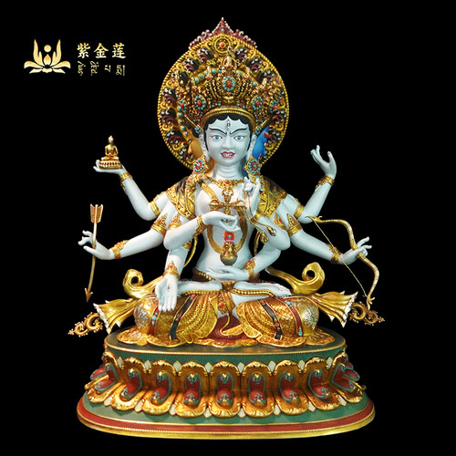 紫金莲黄铜祝福藏式纯手工摆件