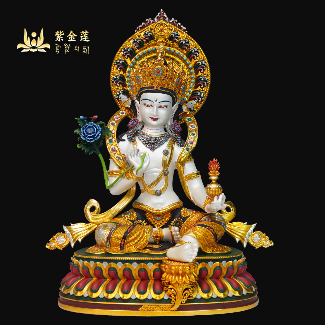 紫金莲尼泊尔西藏工艺藏传密宗普贤菩萨手工纯铜錾刻