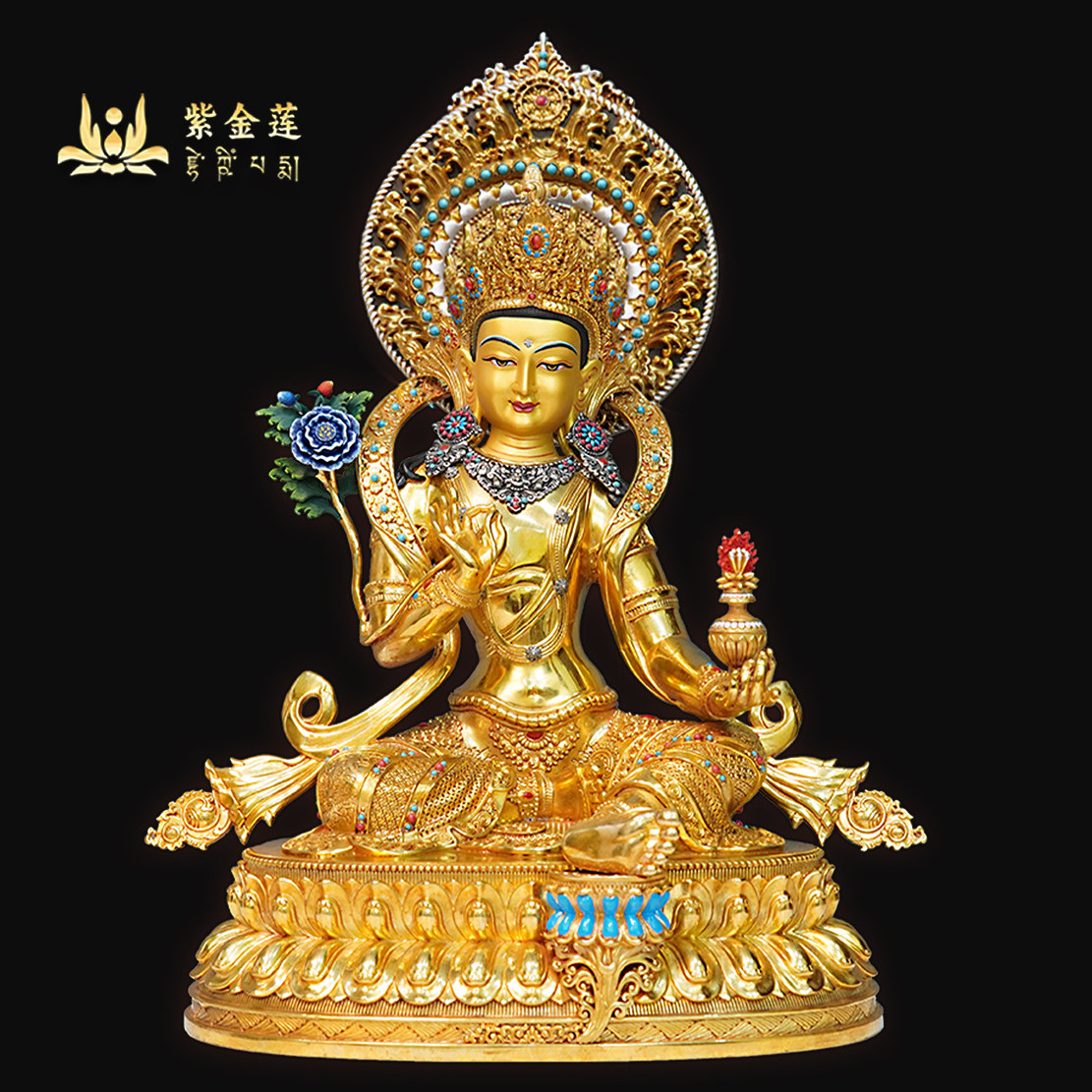 紫金莲尼泊尔西藏工艺尼泊尔金普贤菩萨藏传密宗纯铜手工錾刻
