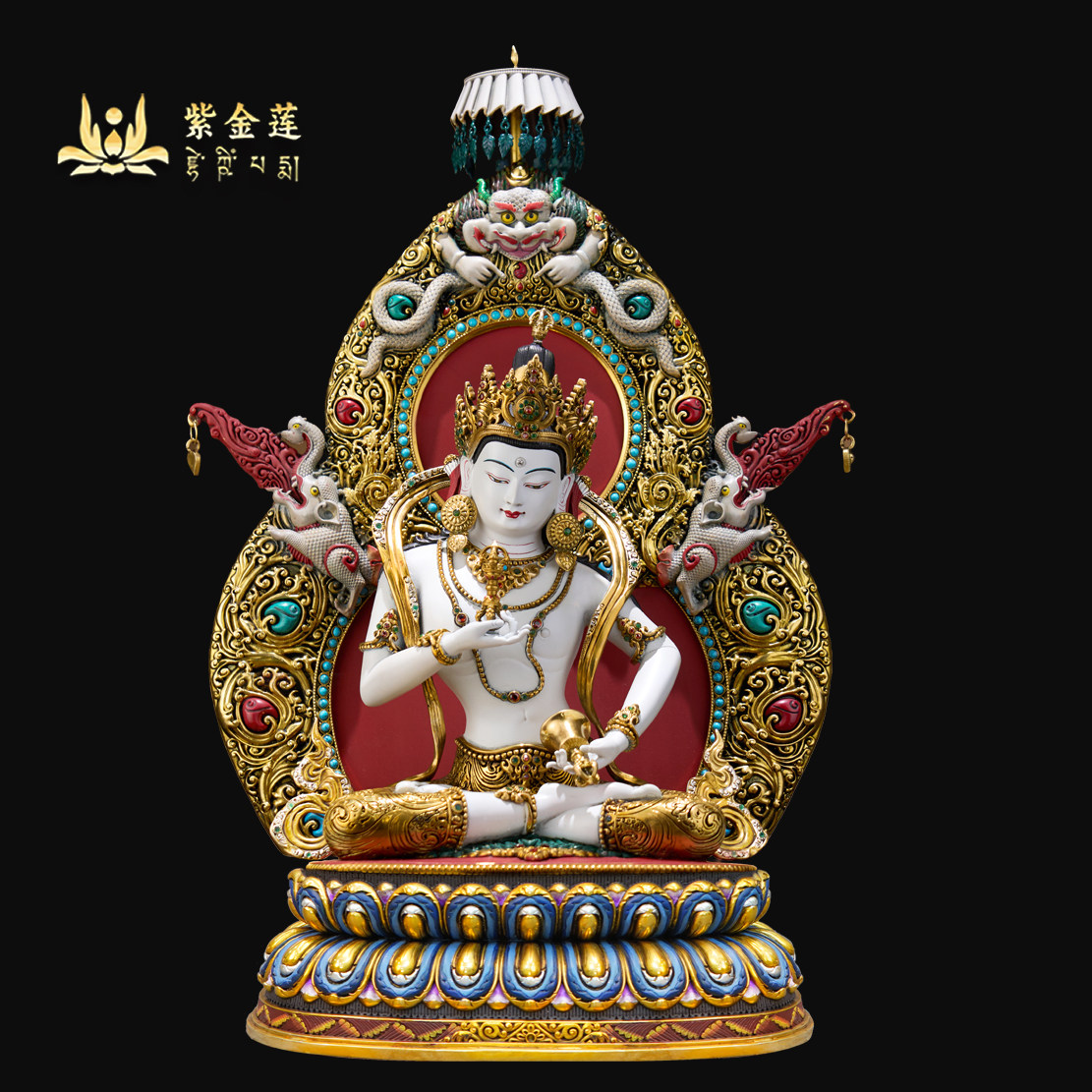 紫金莲尼泊尔工艺藏传彩绘热灼色大鹏鸟背光金刚萨埵纯铜手工錾刻