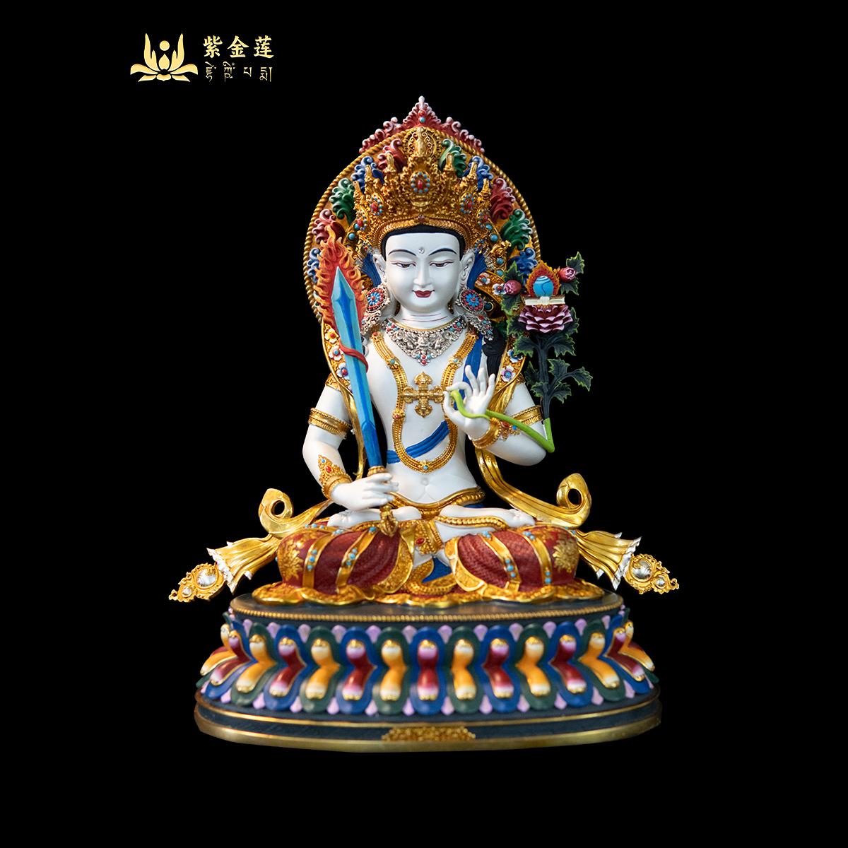 紫金莲 尼泊尔西藏工艺 藏传密宗彩绘虚空藏菩萨纯铜手工錾刻