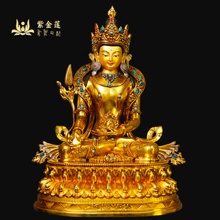 紫金莲尼泊尔西藏工艺藏传密宗地藏王纯铜手工錾刻