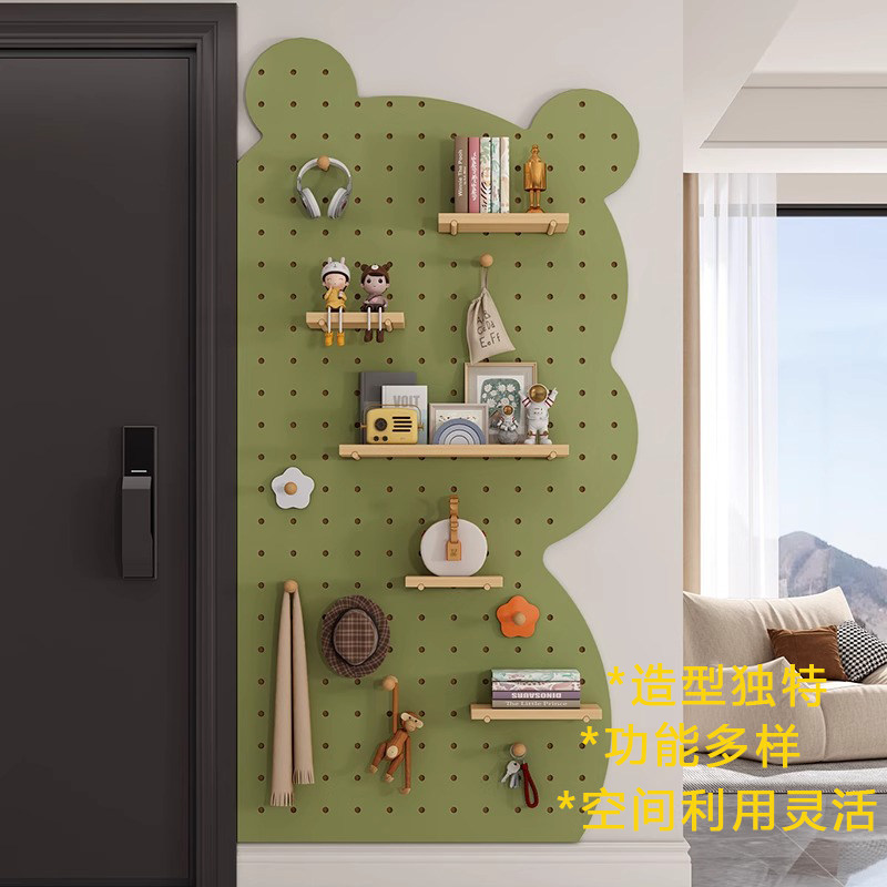 实木展示架熊猫收纳洞洞板定制