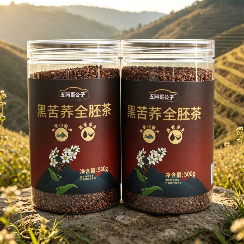 买一送一黑苦荞胚芽茶罐装优质荞麦全颗粒耐泡浓郁